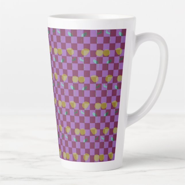 Taza De Café Latte Dos cuadrados de flores (Derecha)