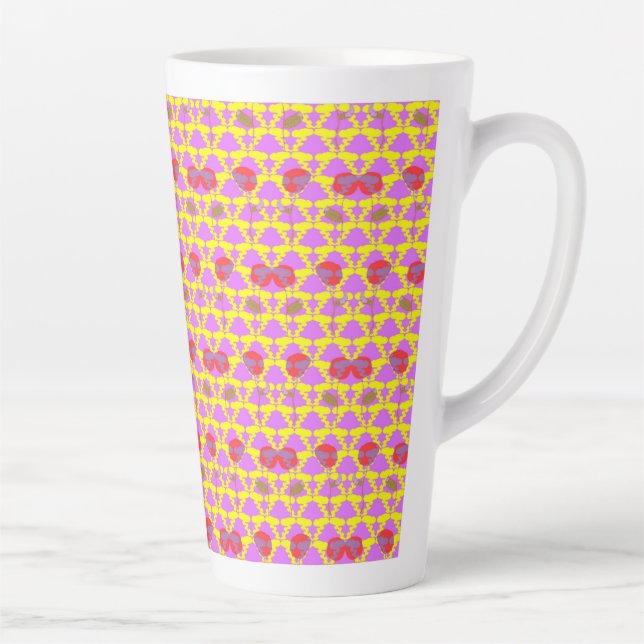 Taza De Café Latte Dos Flores Rosas (Derecha)