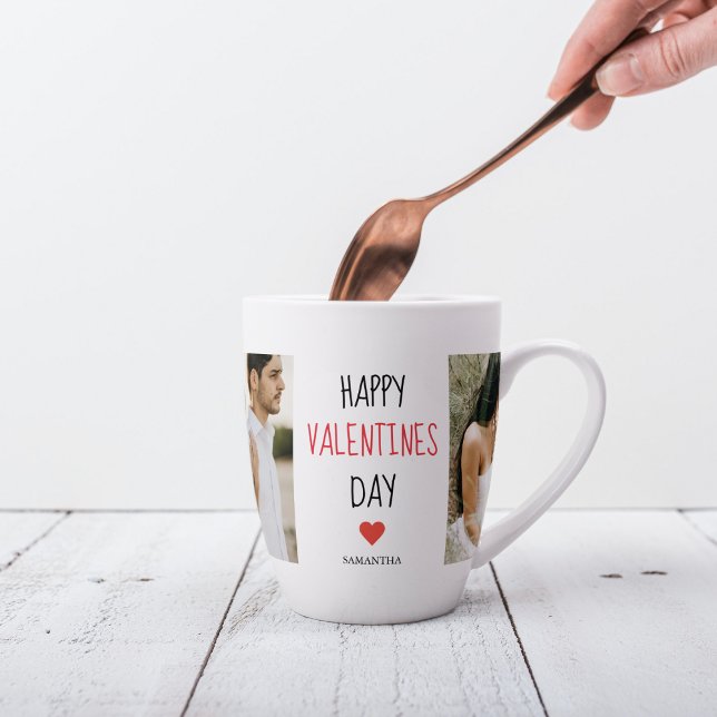 Taza De Café Latte Dos fotos | Feliz Día de San Valentín | Doble rega (Subido por el creador)
