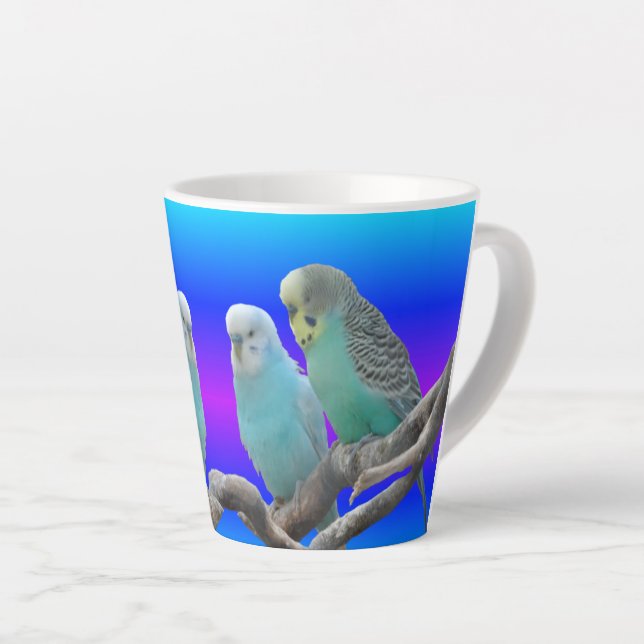 Taza De Café Latte Dos pájaros budistas latte mug (Ángulo derecho)