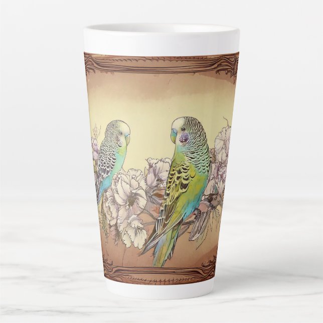 Taza De Café Latte Dos paracaídas y flores (Anverso)