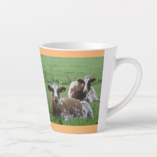 Taza De Café Latte Dos Vacas Blanco-Marrón Alucinantes. Naranja Latte
