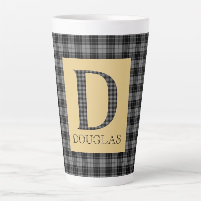 Taza De Café Latte Douglas Tartan Monogram D (Anverso)