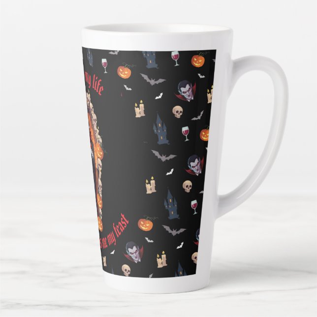Taza De Café Latte 🧛 ‍ ♂️ Dracula Vampiro Halloween Mug 🎃 negro ☕ (Derecha)