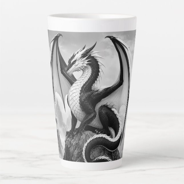 Taza De Café Latte Dragón de la llama de la sombra (Anverso)