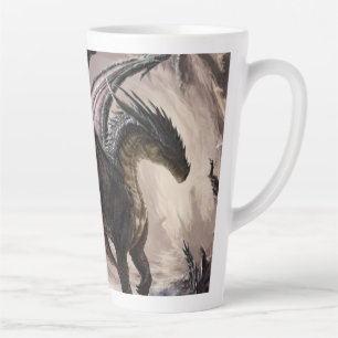 Taza De Café Latte Dragón En Cueva