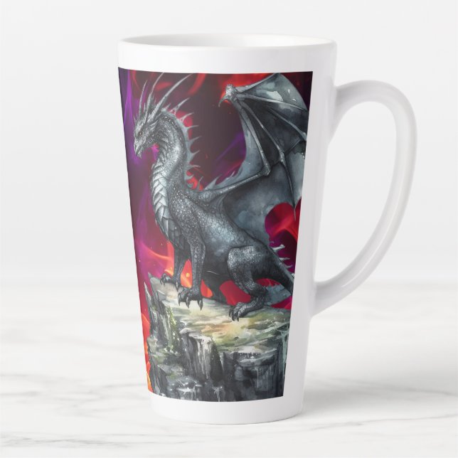Taza De Café Latte Dragón en una mirada feroz (Derecha)