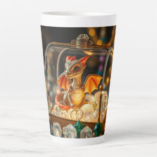 Taza De Café Latte Dragón lindo en una caja de joyas