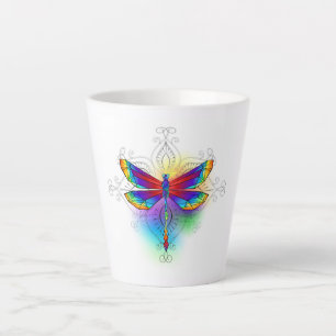 Taza De Café Latte Dragón poligonal arcoiris