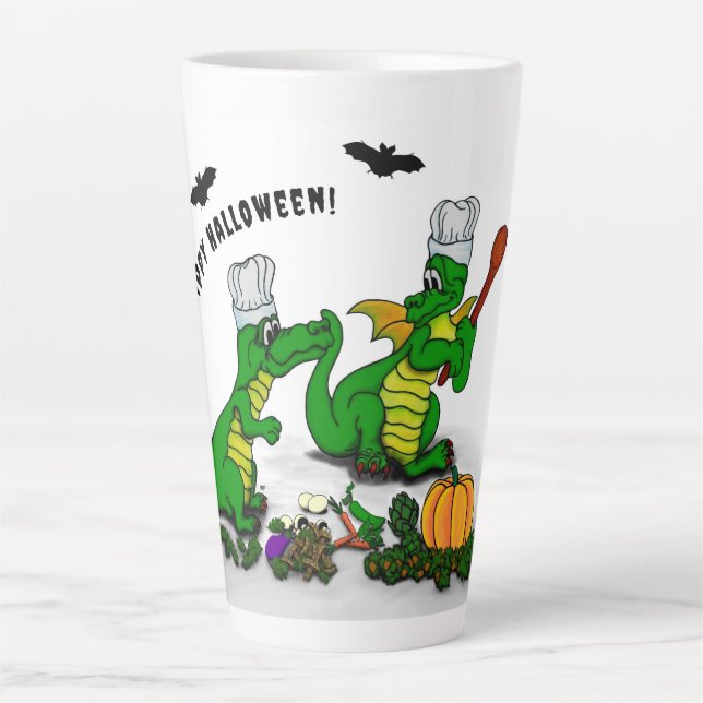 Taza De Café Latte Dragones - ¡Feliz Halloween! Hoy cocinaré (Anverso)