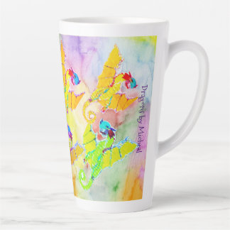 Taza De Café Latte Dragones sobre la coloración de agua Latte Mug