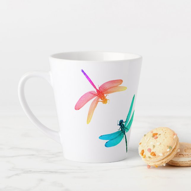 Taza De Café Latte Dragonflies Latte Mug (In situ)