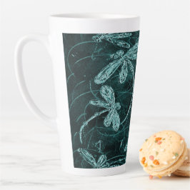 Taza De Café Latte Dragonfly Disco Midnight Blue