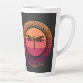 Taza De Café Latte Dragonfly en Retro Sunset con nombre