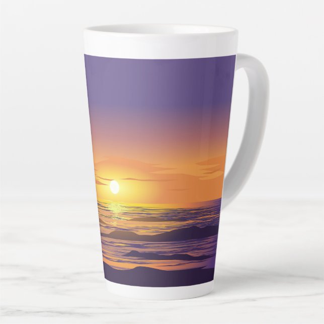 Taza De Café Latte Dramática puesta de sol (Ángulo derecho)
