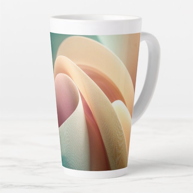 Taza De Café Latte Drapería abstracta con flujo de gradiente pastel (Ángulo derecho)