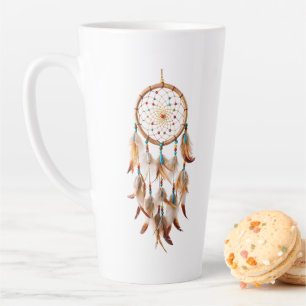 Taza De Café Latte Dreamcatcher Nativo Americano Art Magical Fethers