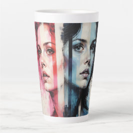 Taza De Café Latte Dualidad roja y azul - Retratos gemelos en St Resu