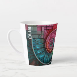 Taza De Café Latte Dubman Designs: Mosaico en espiral monograma de Fi