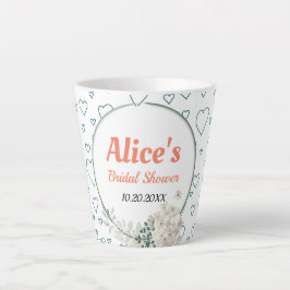 Taza De Café Latte Ducha de novia con marco floral moderno personaliz