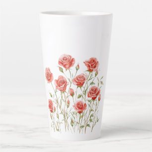 Taza De Café Latte Ducha de Novia Rosas Rojas Románticas Rosa Claro