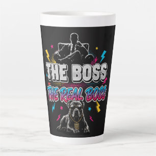 Taza De Café Latte Dueño de Perro Divertido "El Jefe Real" Diseño Pit