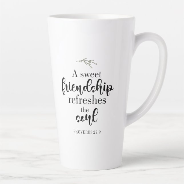 Taza De Café Latte Dulce Biblia Amistad Verso Cita Letrada A Mano (Derecha)