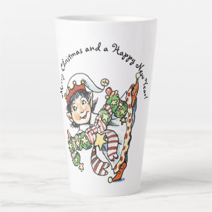 Taza De Café Latte Dulce Elfo Feliz Bailando, Dibujos Animados Retro