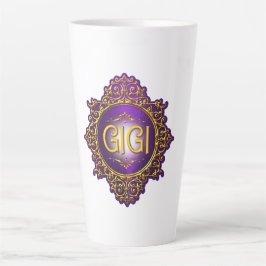 Taza De Café Latte Dulce GIGI Royal Purple & Gold