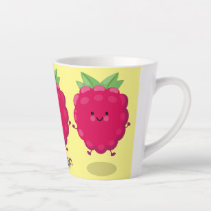 Taza De Café Latte Dulce ilustración de dibujos animados de frambuesa