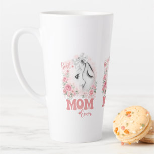 Taza De Café Latte Dulce Madre e Hijo Acuarela Rosas "Mejor Mamá"