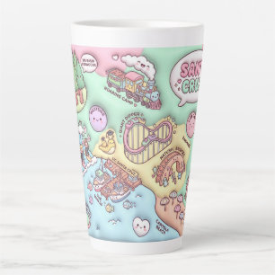 Taza De Café Latte Dulce mapa del barrio de Santa Cruz California UCS