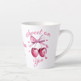 Taza De Café Latte Dulce sobre ti" Personalizable con tema de cerezo
