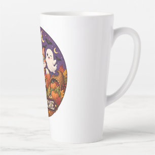 Taza De Café Latte Dulce Zorro de Halloween Bruja Fantasma Otoño Invi