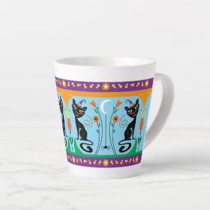Taza De Café Latte Dulces Bigotes y Flores Espeluznantes