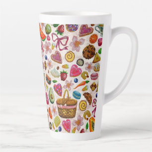 Taza De Café Latte Dulces Confecciones De Pastelería Monos