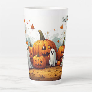 Taza De Café Latte Dulces fantasmas de la parcela de calabazas de Hal