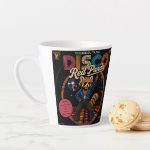 Taza De Café Latte Dúo de Panda Rojo Disco