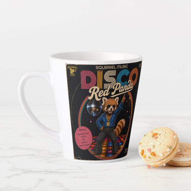 Taza De Café Latte Dúo de Panda Rojo Disco (In situ)