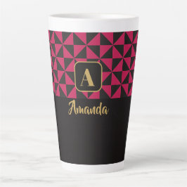 Taza De Café Latte Duo Geo Black & Pink Custom Names