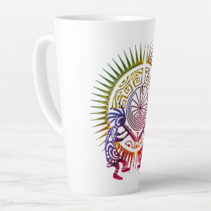 Taza De Café Latte Dúo Kokopelli - Hombre en el laberinto - Sol 1a