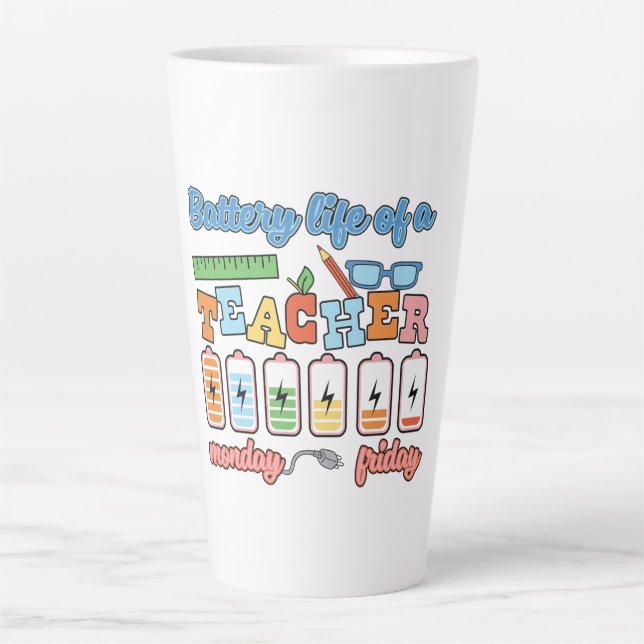 Taza De Café Latte Duración de la batería de un profesor - Una semana (Anverso)