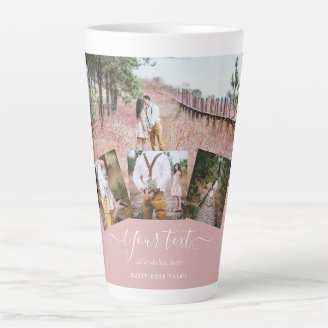 Taza De Café Latte Dusty Rosa COLLAGE DE FOTOS GIFT personalizado de  (Anverso)