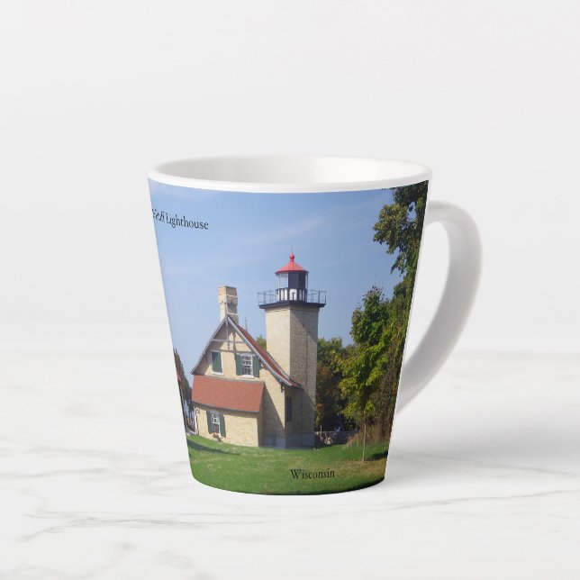 Taza De Café Latte Eagle Bluff Lighthouse latte mug (Ángulo derecho)
