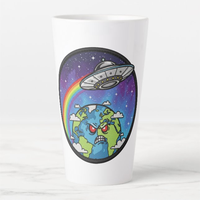 Taza De Café Latte Earth vs UFO (Anverso)