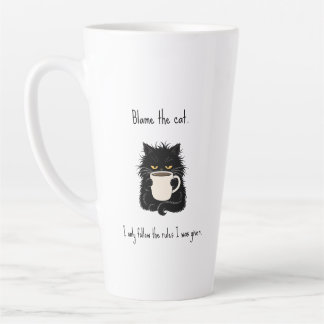Taza De Café Latte Echarle la culpa al gato Amante de los gatos negro