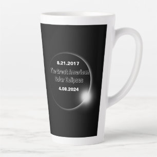 Taza De Café Latte Eclipse solar con doble fecha 2024 & 2017