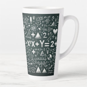 Taza De Café Latte Ecuaciones de matemáticas de brea brillante