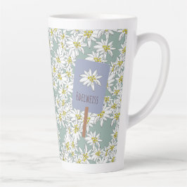 Taza De Café Latte Edelweiss Cute Mug Latte Ilustrada A Mano