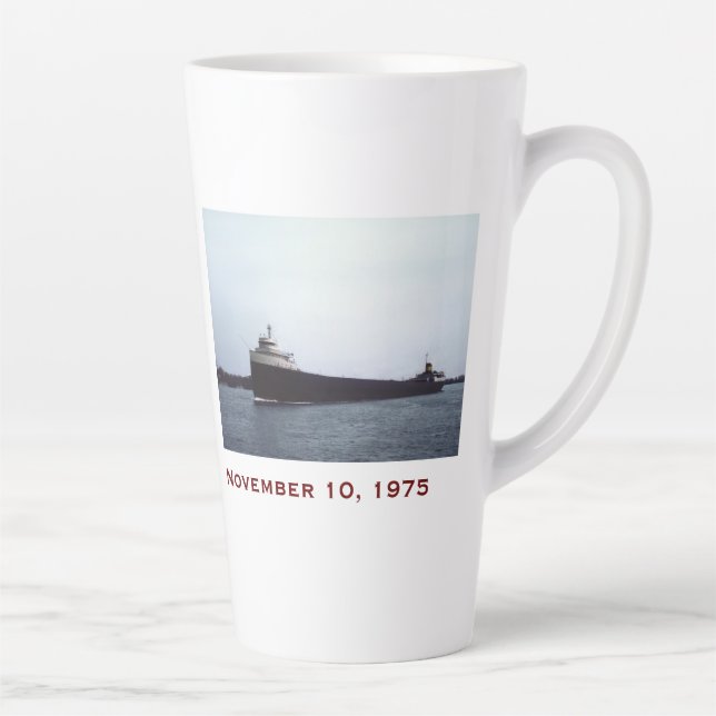 Taza De Café Latte Edmund Fitzgerald con nombres de tripulaciones (Derecha)